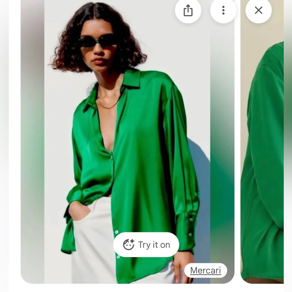 Vibrant Green Satin Blouse